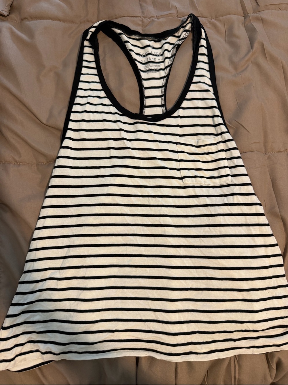 American Eagle Outfitters Black & White Striped Racerback Tank